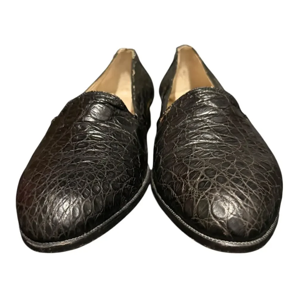 Italian Genuine Crocodile Slip On Dress Loafers Men’s 12 Handmade Leather Sole